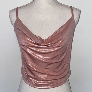 Forever 21 Pink Shimmer Cowl Neck Tank Top